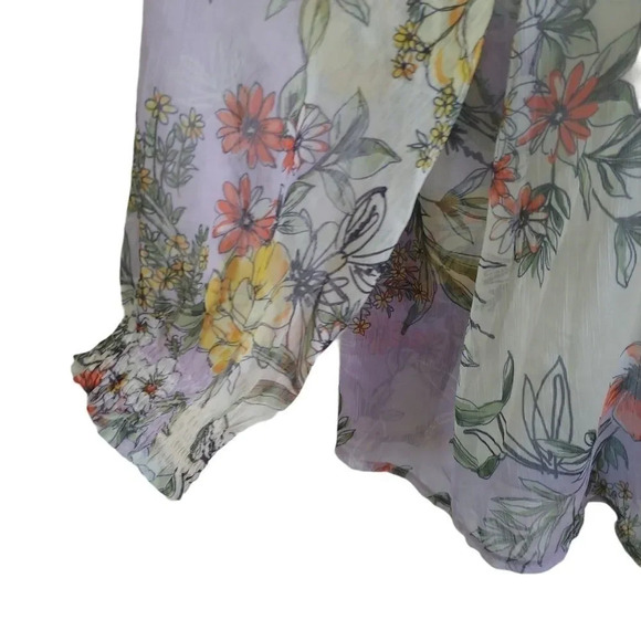 Italian Off-The-Shoulder Sheer Floral Blouse, S - Picture 4 of 9